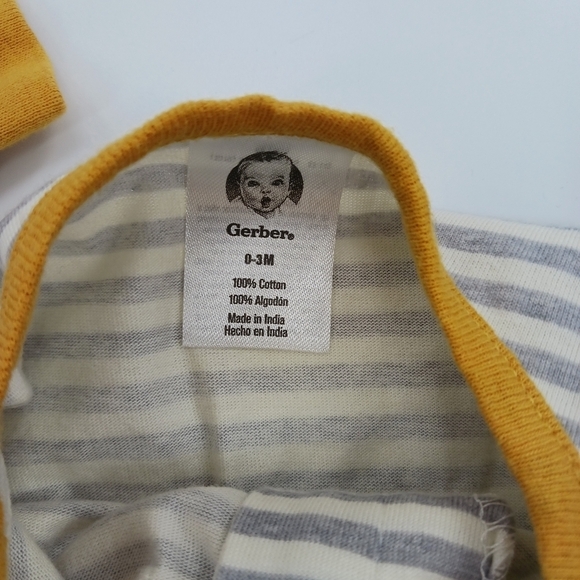 Gerber Construction Bear Sleep and Play One Piece Pajama Striped Footie … - Picture 3 of 6
